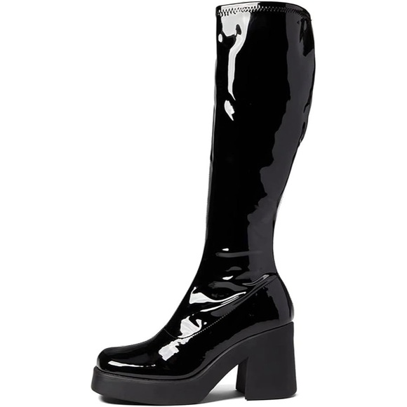 Steve Madden Shoes - NEW Steve Madden Klarisa Patent Leather Knee High Boot 7.5 Black Platform Heeled